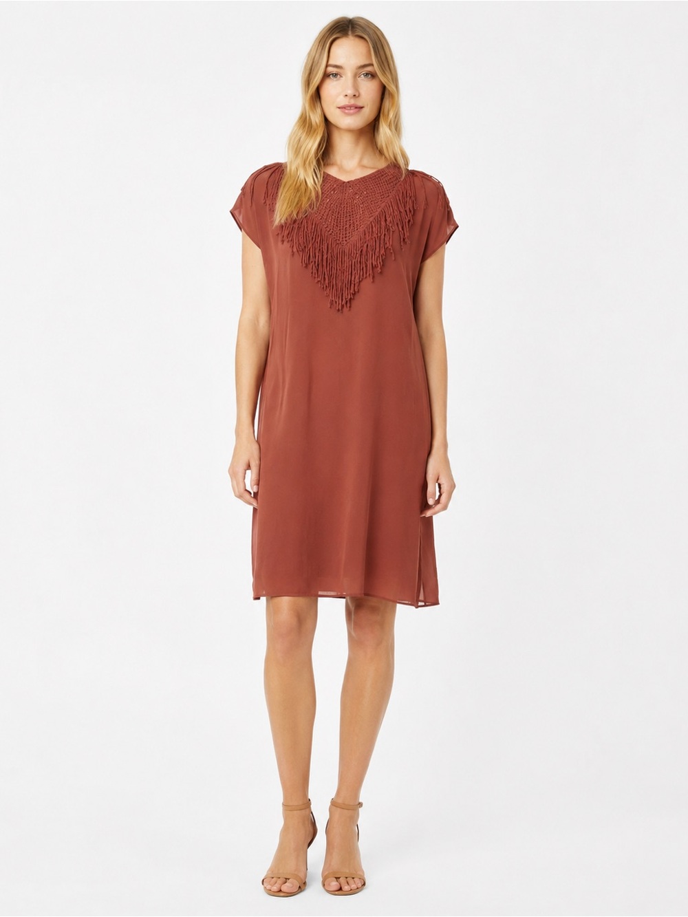 Ulla Johnson Liu Silk Fringe Boho Midi Dress Size 2